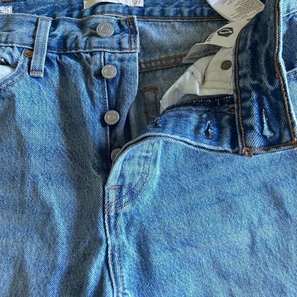 Levi’s Premium Wedgie Raw Hem Button Fly High Rise Straight Leg Jeans Size 27 - Picture 10 of 14